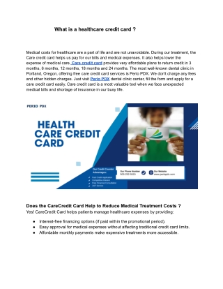 What is a healthcare credit card ?
