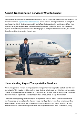 Airport Transportation Services What to Expect