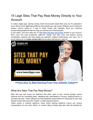 15 Legit Sites That Pay Real Money Directly to Your Account