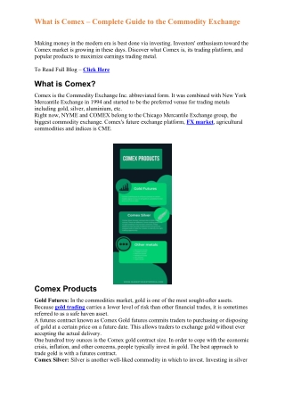 Comex & , its history, and why traders watch it closely for mark