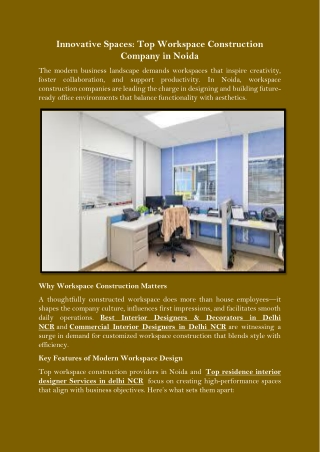 Innovative Spaces Top Workspace Construction Company in Noida