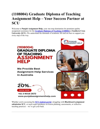 (1108004) Graduate Diploma of Teaching Assignment Help – Your Success Partner at SCU.