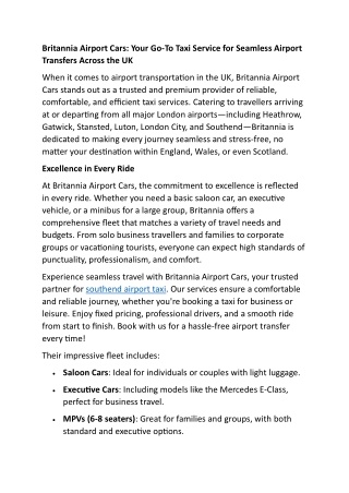 Britannia Airport Cars PDF