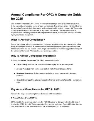 Annual Compliance For OPC_ A Complete Guide for 2025