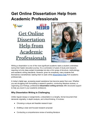 Get Online Dissertation Help from Academic Professionals