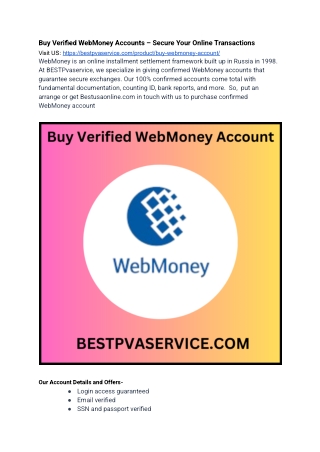 Buy WebMoney Account