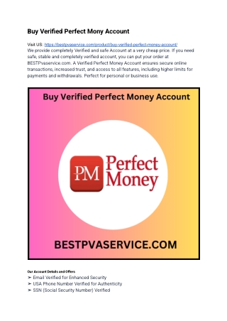 Buy Verified Perfect Mony Account