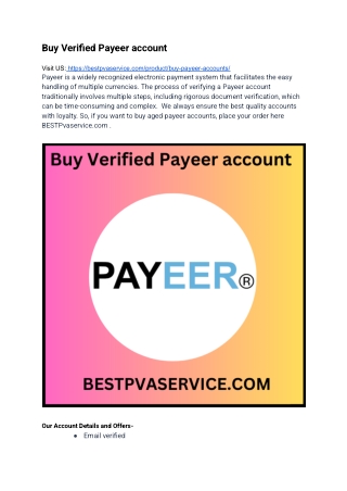 Buy Verified Payeer account