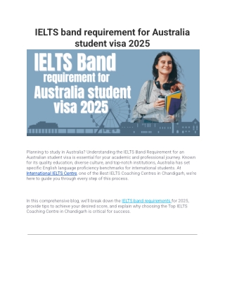 IELTS band requirement for Australia student visa 2025