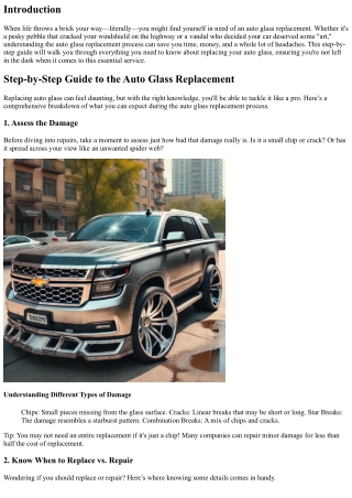 Step-by-Step Guide to the Auto Glass Replacement Process