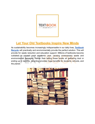 Let Your Old Textbooks Inspire New Minds
