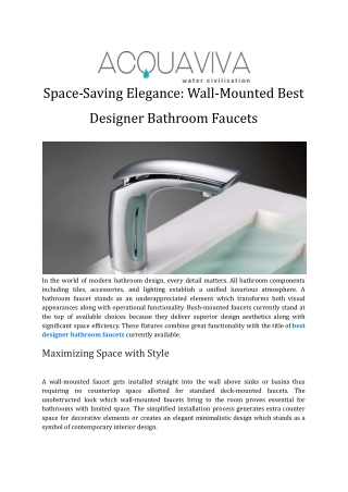 Space-Saving Elegance_ Wall-Mounted Best Designer Bathroom Faucets
