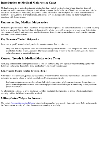 Analyzing Trends in Medical Malpractice Cases
