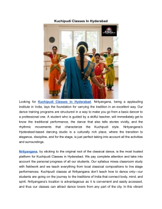 Kuchipudi Classes In Hyderabad | Nrityangana