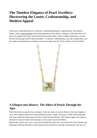 The Timeless Elegance of Pearl Jewellery_ Discovering the Luster, Craftsmanship, and Modern App