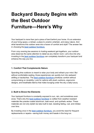 Backyard Beauty Begins with the Best Outdoor Furniture—Here’s Why