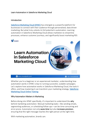 Salesforce Marketing Cloud Training | Visualpath