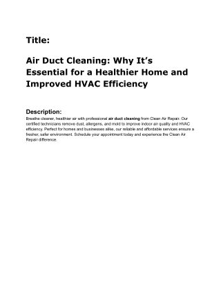 Air Duct Cleaning