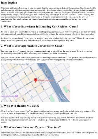10 Questions to Ask Your Car Accident Lawyer During the First Meeting