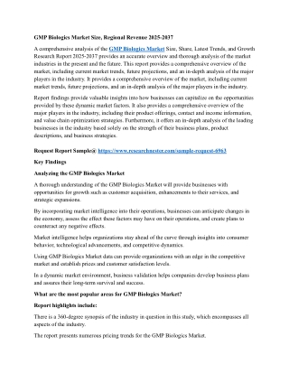 GMP Biologics Market