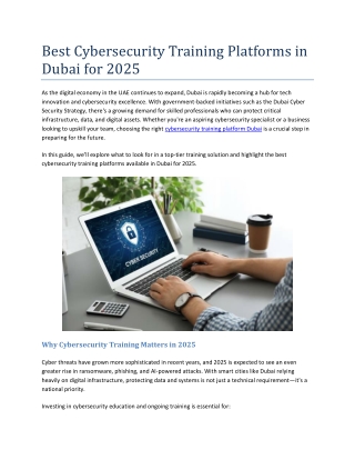 Best Cybersecurity Training Platforms in Dubai for 2025