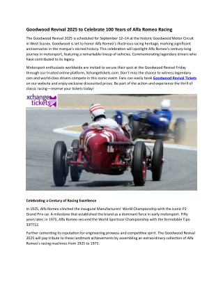 Goodwood Revival to Celebrate 100 Years of Alfa Romeo Racing
