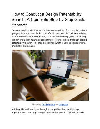 How to Conduct a Design Patentability Search – Step-by-Step Guide | IIP Search