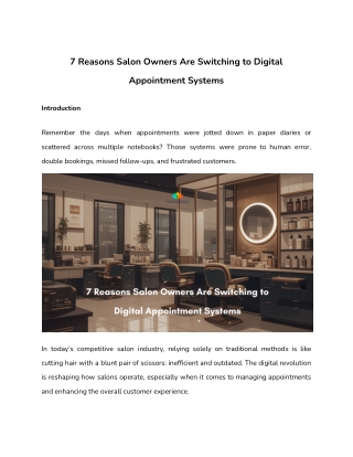 7 Reasons Salon Owners Are Switching to Digital Appointment Systems