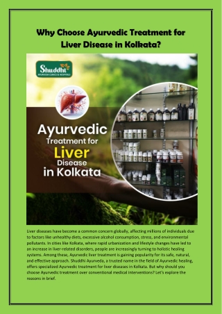 Ayurvedic Treatment for Liver Disease in Kolkata