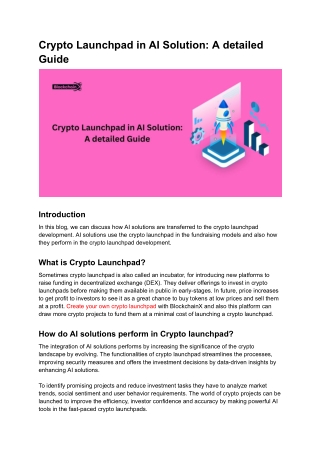 Crypto Launchpad in AI Solution A detailed Guide