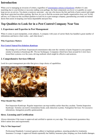 Top Qualities to Look for in a Pest Control Company Near You