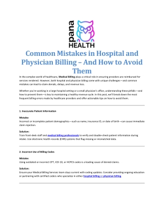 Common Mistakes in Hospital and Physician Billing – And How to Avoid Them