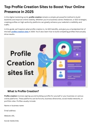 Profile Creation Sites