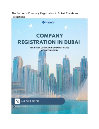 The Future of Company Registration in Dubai - Avyanco UK