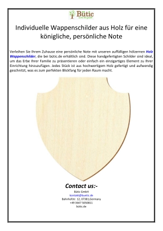 Individuelle Wappenschilder aus Holz für eine königliche, persönliche Note