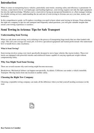 Semi Towing in Arizona: Tips for Safe Transport
