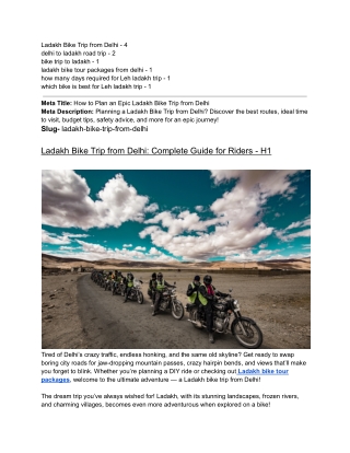 Ladakh Bike Trip from Delhi