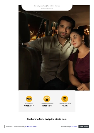 Mathura to Delhi Cab