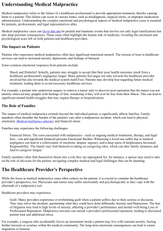 The Human Side of Medical Malpractice Cases