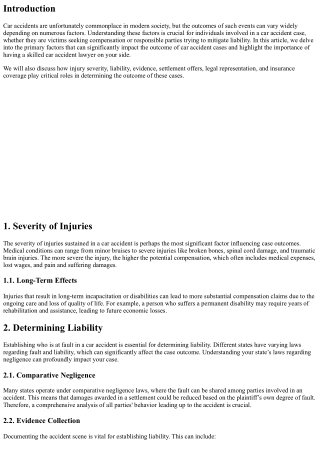 Key Factors That Can Impact the Outcome of Car Accident Cases