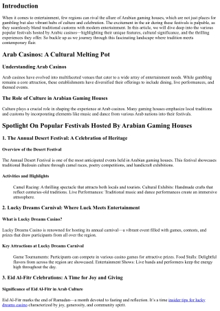 ”Spotlight On Popular Festivals Hosted By Arabian Gaming Houses