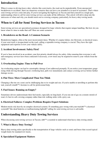 When to Call for Semi Towing Services in Tucson
