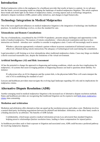The Future of Medical Malpractice Litigation: Emerging Trends