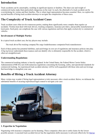 Analyzing the Benefits of Legal Representation in Truck Accident Cases