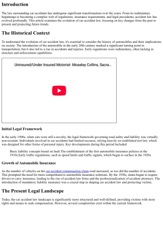 The Evolution of Car Accident Law: Past, Present, Future
