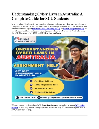 Understanding Cyber Laws in Australia,  Complete Guide for SCU Students