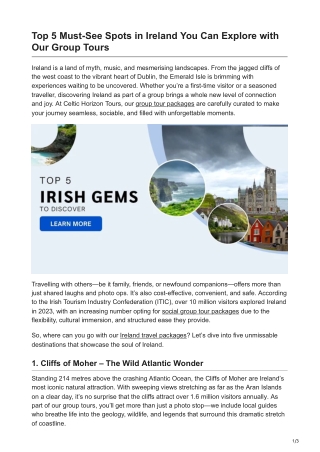 Top 5 Must-See Spots in Ireland You Can Explore with Our Group Tours