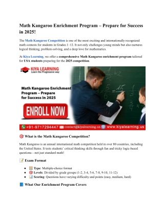 Math Kangaroo Enrichment Program – Prepare for Success in 2025!