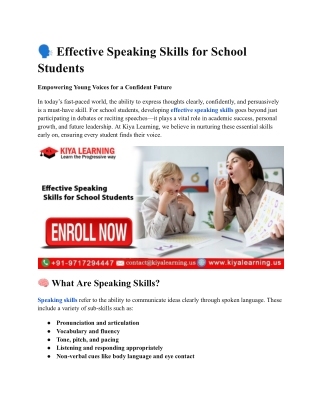 Effective Speaking Skills for School Students