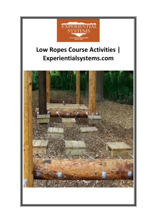 Low Ropes Course Activities Experientialsystems.com